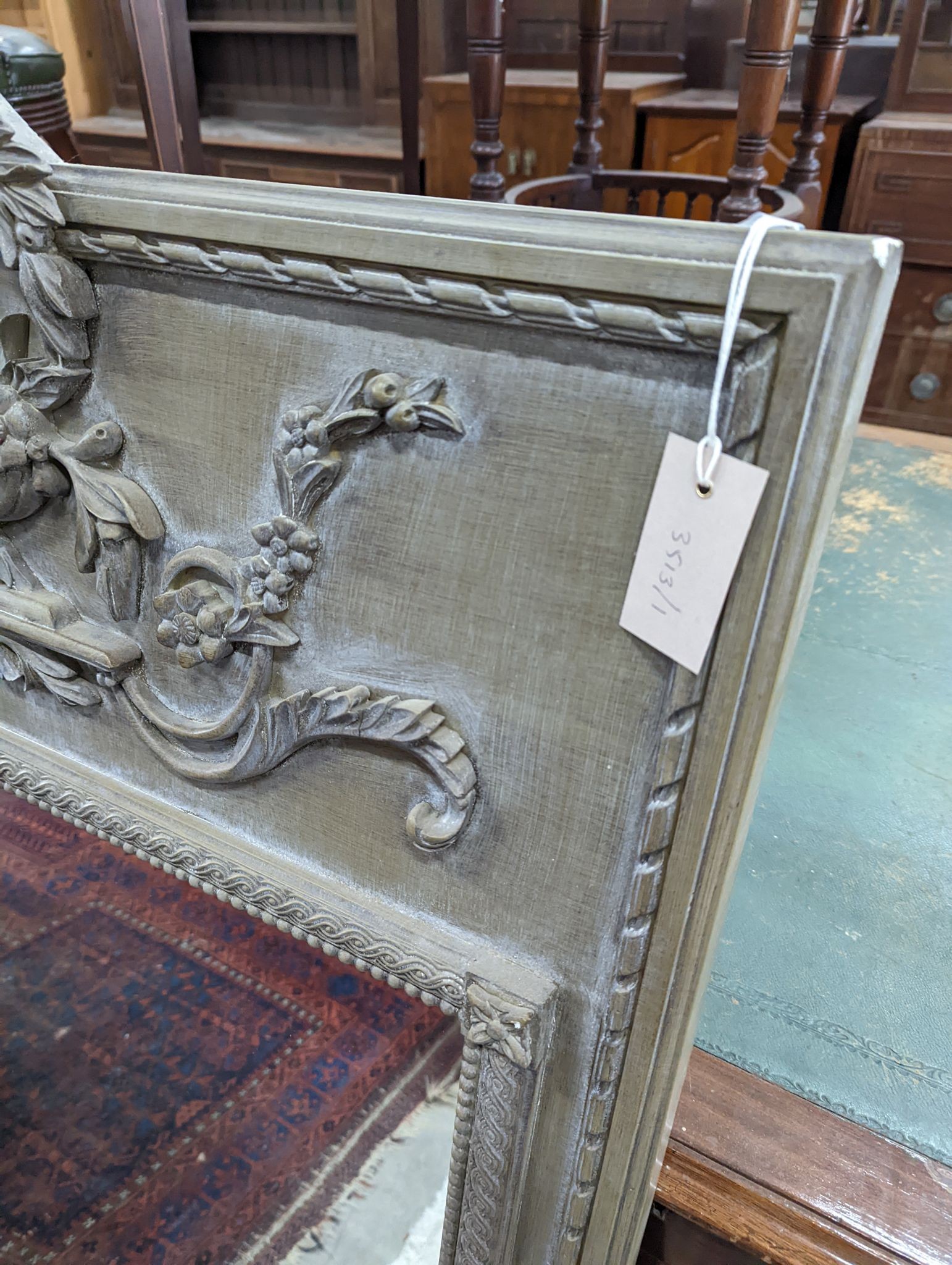 An 18th century style painted overmantel mirror, width 80cm, height 124cm